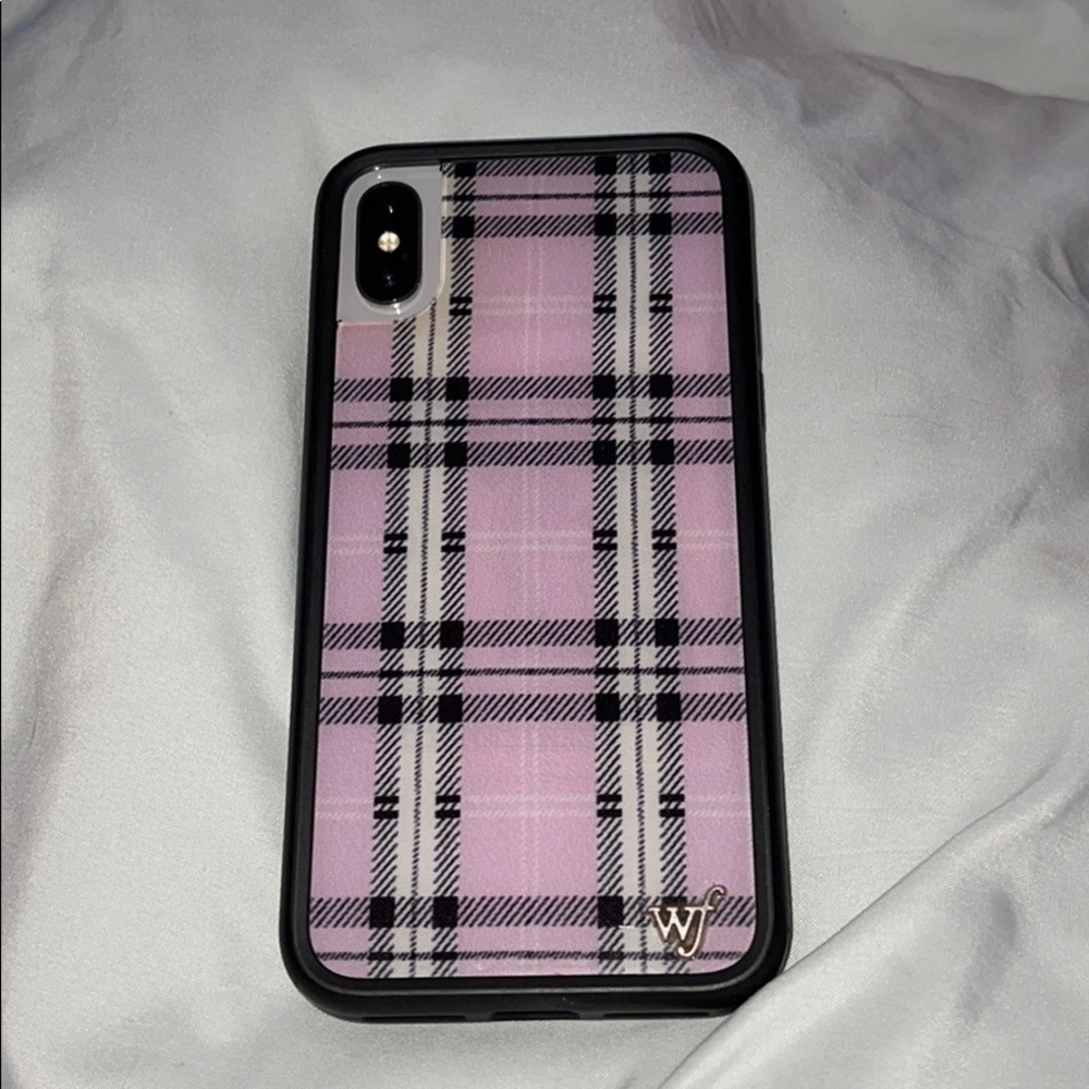 i phone xs purple plaid wildflower case